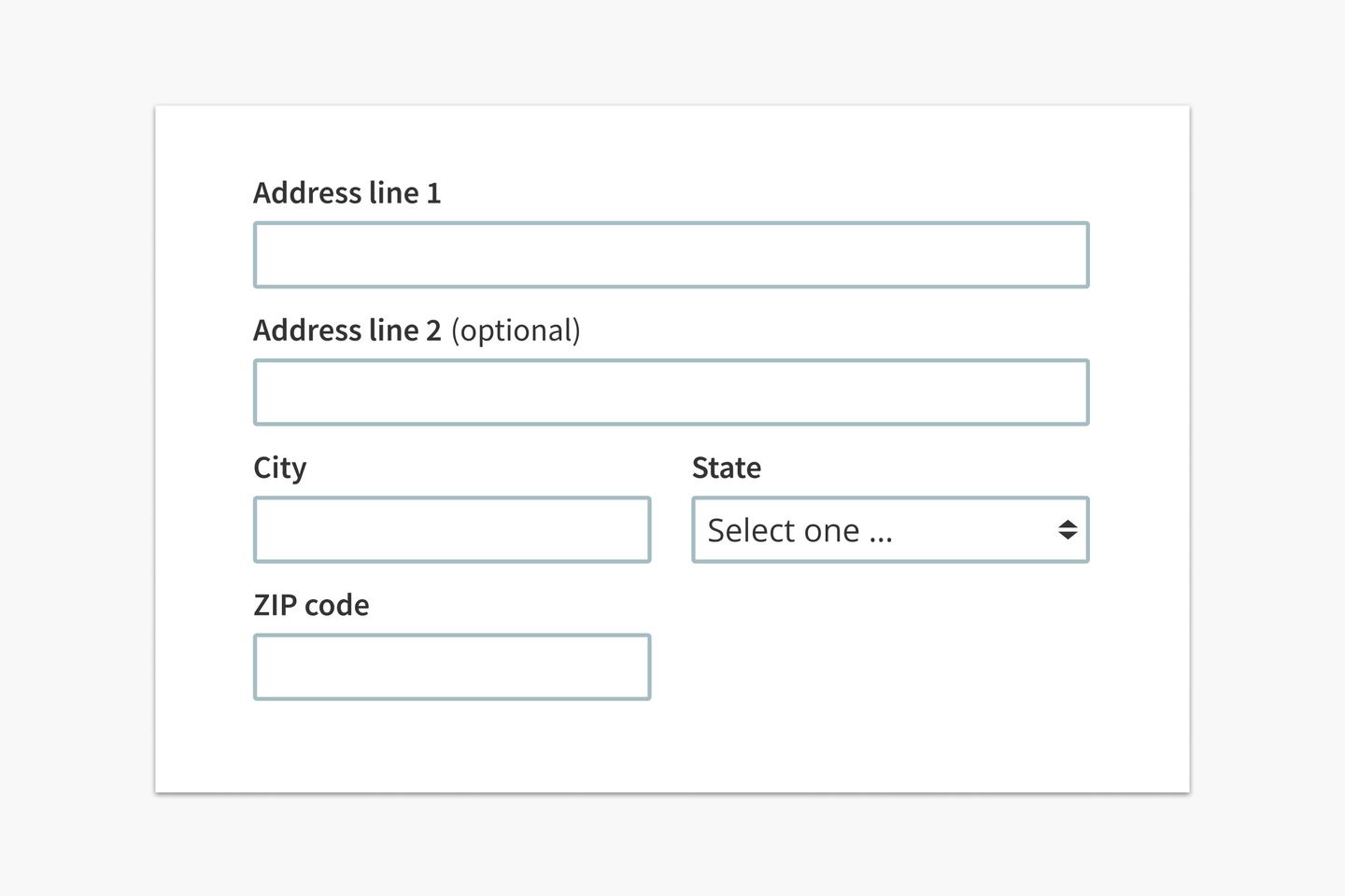 Webform with address, city, state, and ZIP code fields