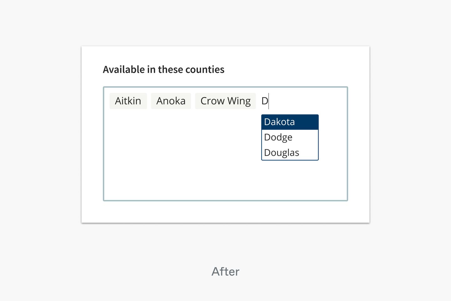 Revised patterns that use labels and a select menu for inputting counties